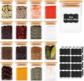 Glass Food Storage Jars Square 6oz 16 Pack - Airtight Bamboo Lids