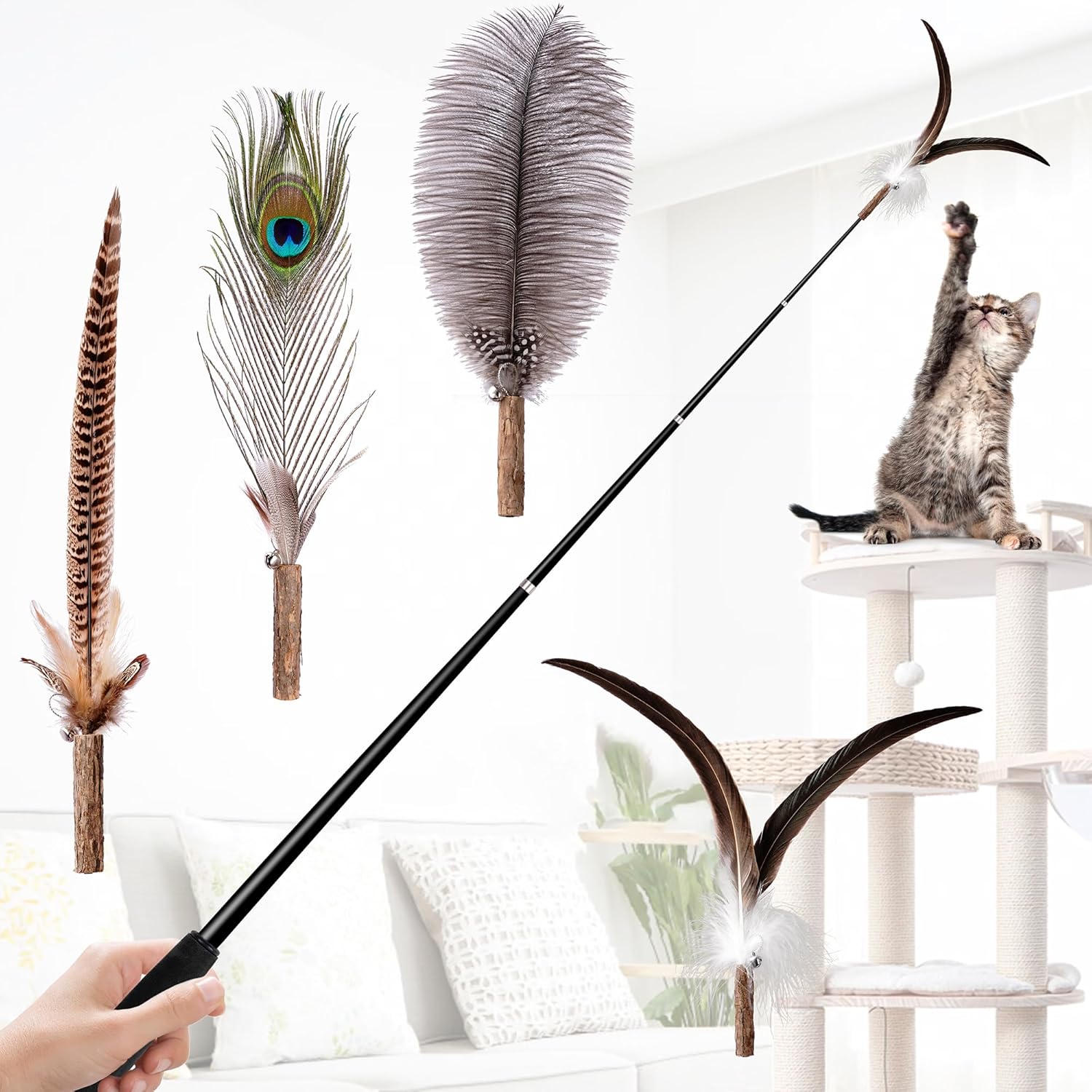 68 Extra Long Cat Wand Toy Set