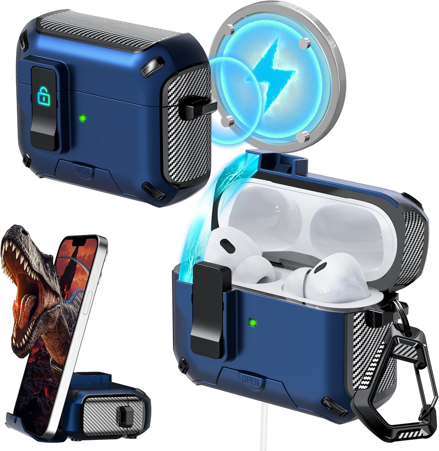 2024 RFUNGUANGO AirPods Pro Case - MagSafe, Auto-Open, Anti-Fall