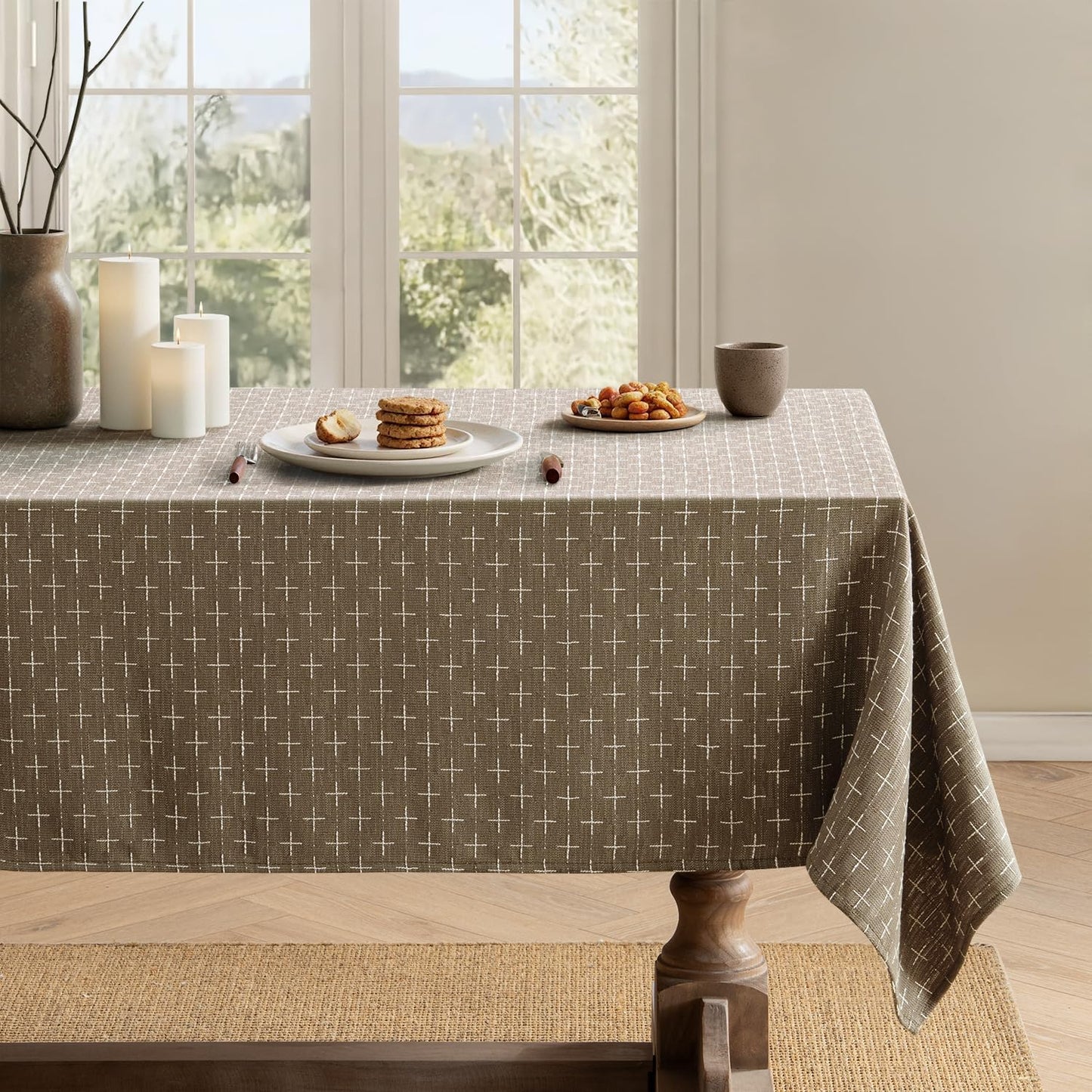 MIULEE Taupe Linen Table Cloth for Elegant Dining and Events