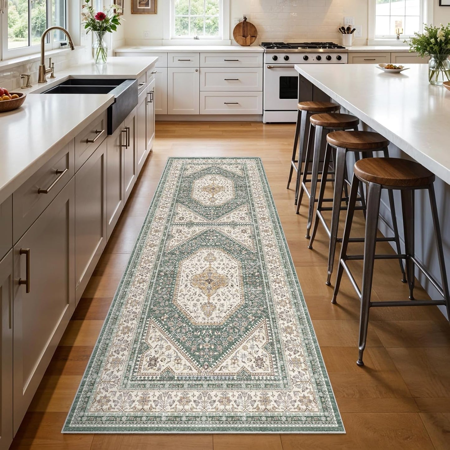 3x8 Runner Rug for Hallway: Soft Waterproof Vintage Carpet