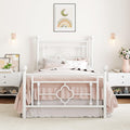Twin Metal Platform Bed Frame with Vintage Iron-Art Headboard - Quiet