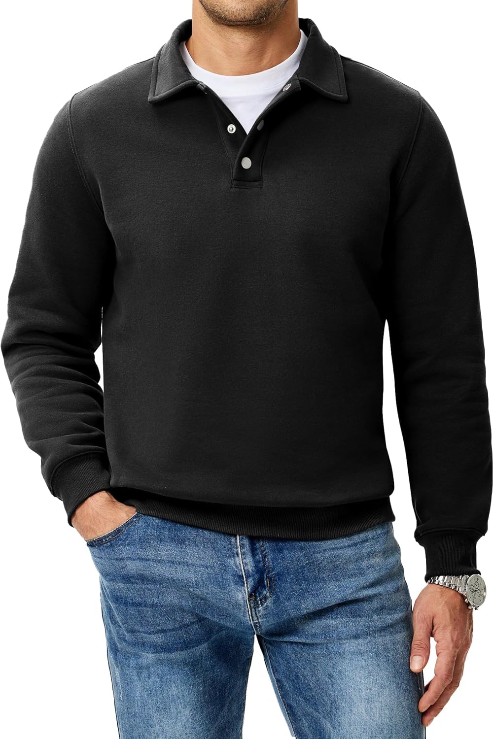 JMIERR Mens Casual Cotton Polo Sweatshirts for Every Occasion