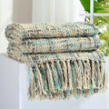 Multi-Color Blue Grey Cable Knitted Throw Blanket 50in x 60in - Cozy
