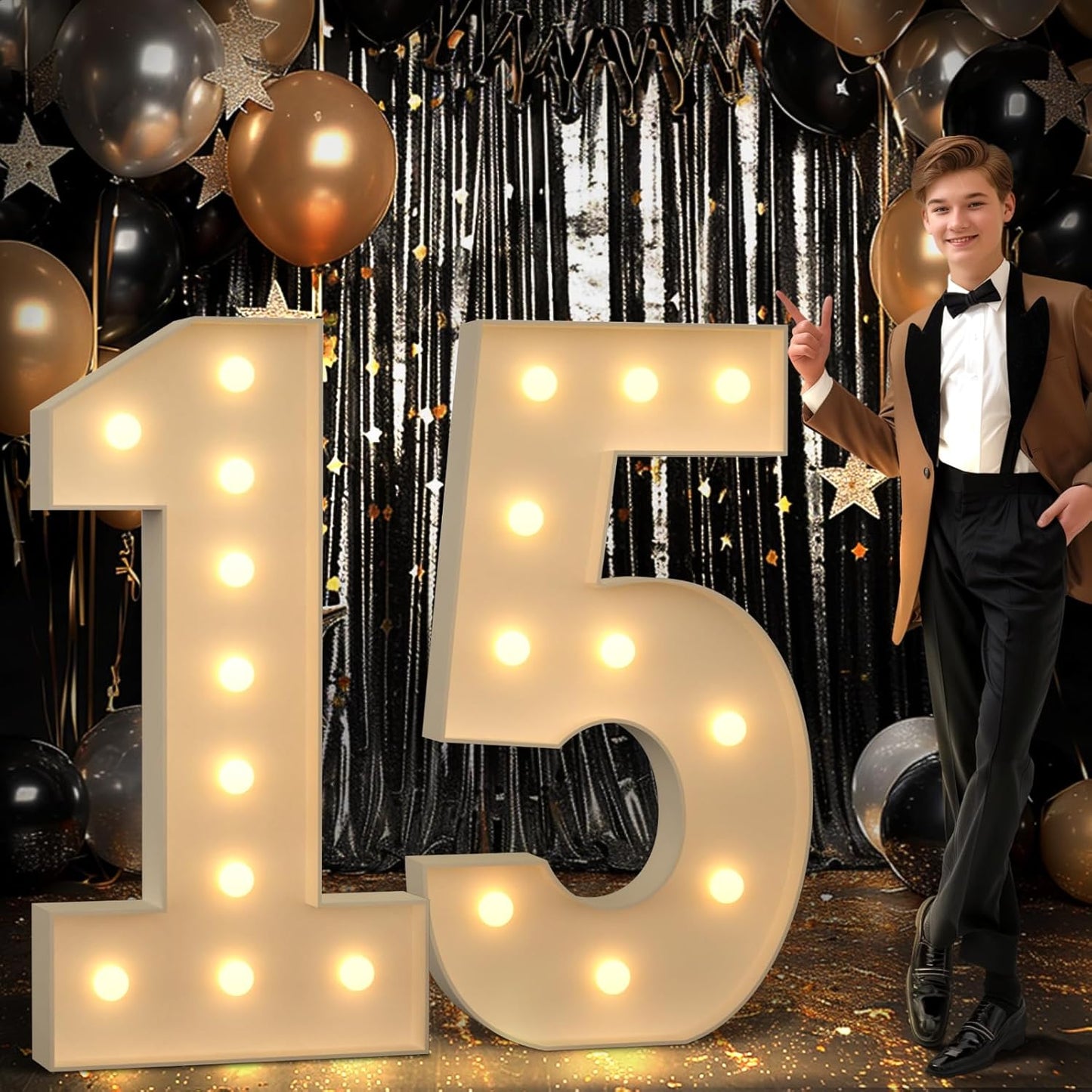 Light Up Number 15 for Birthday Decorations and Anniversaries