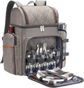 Picnic Backpack for 4 - Insulated Double Cooler with Tableware