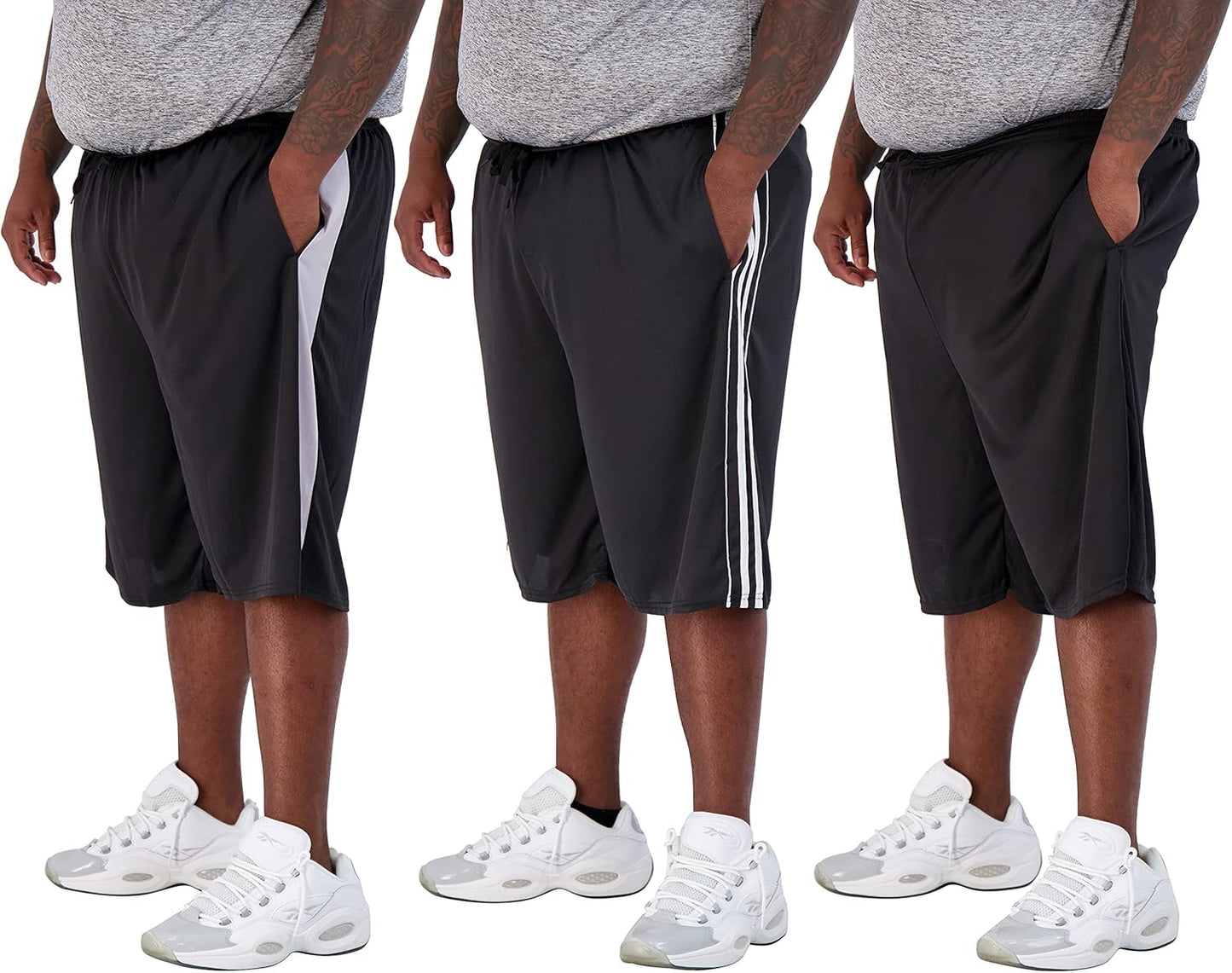 Real Essentials Men's Big & Tall 3-Pack Active Performance Shorts