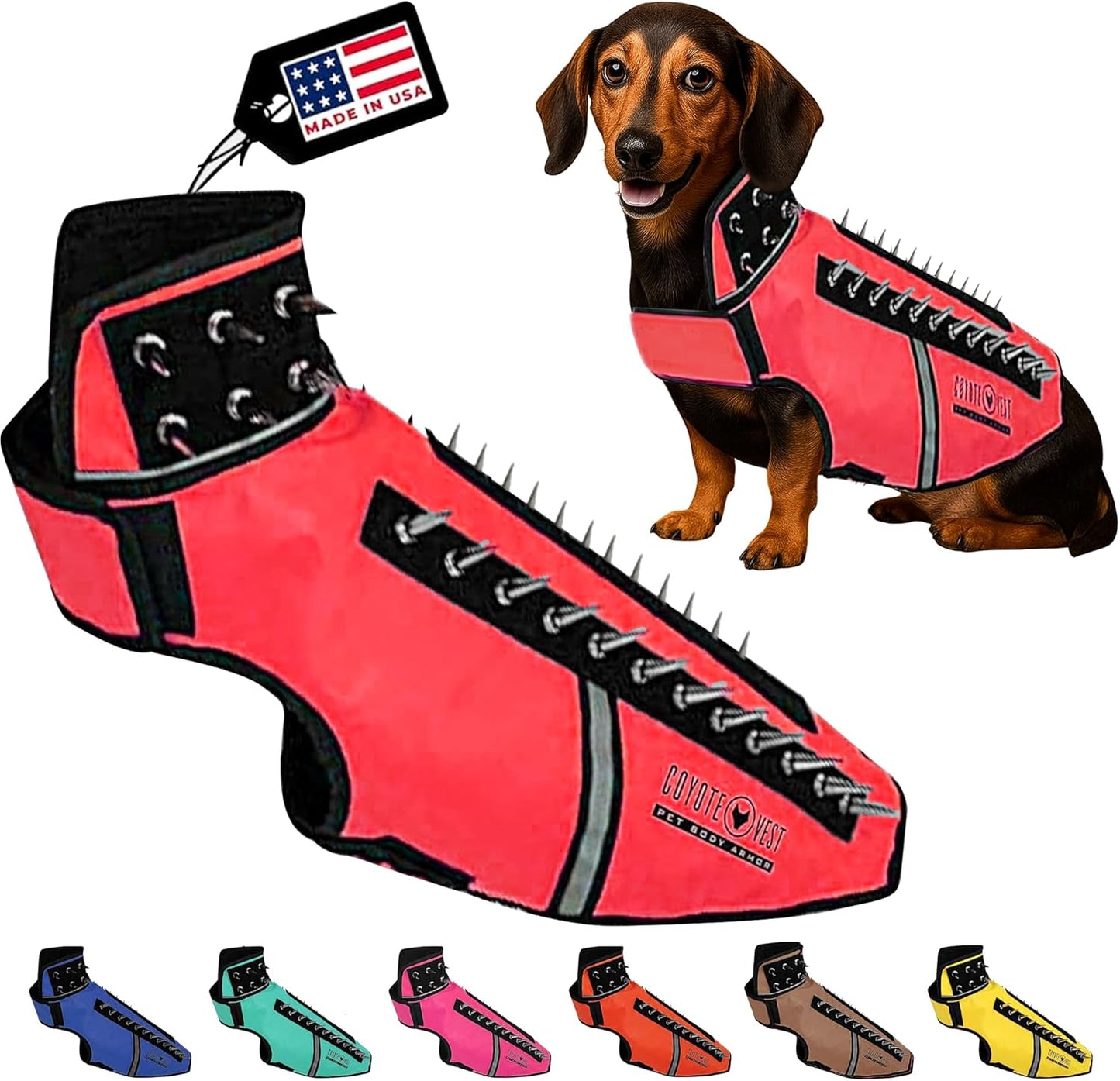 CoyoteVest SpikeVest Dog Harness for Small Dogs, M-Red