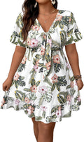 Floerns Women's Plus Size A Line Short Dress for Summer Fun