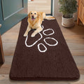 Dog Door Mat 48x30 in Brown and White - Absorbent Chenille Rug