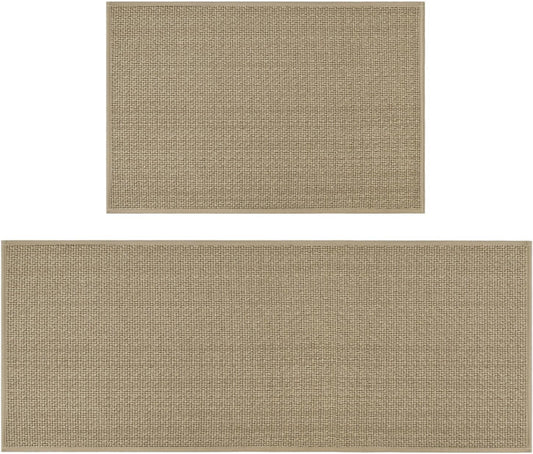 Washable Non Slip Kitchen Rugs Set of 2 for Safe Floors