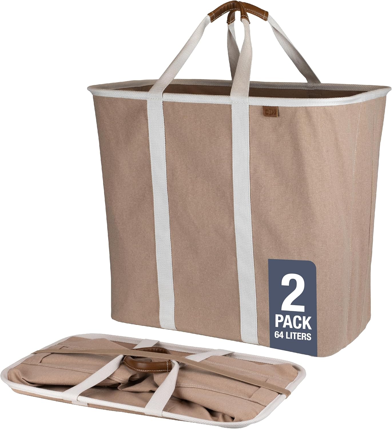 CleverMade Collapsible Laundry Caddy - LUXE Mocha 2-Pack