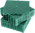 12-Piece Green Interlocking Drainage Floor Tiles 12in x 12in - Easy