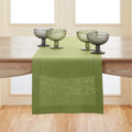 Moss Green Linen Table Runner 14 x 120 in - Classic Hemstitch
