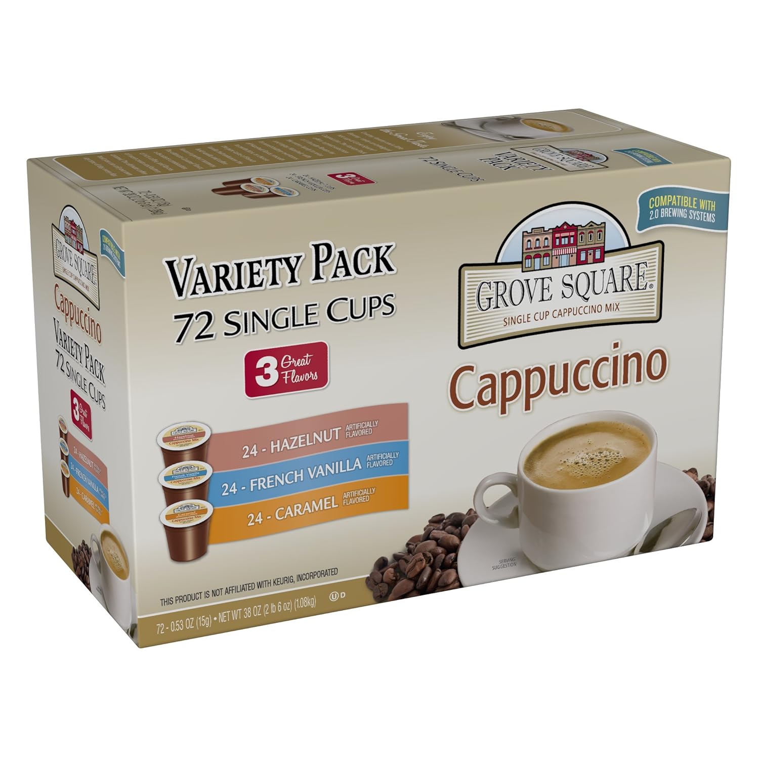 Grove Square Cappuccino Pods Variety Pack of 72 for Coffee Lovers