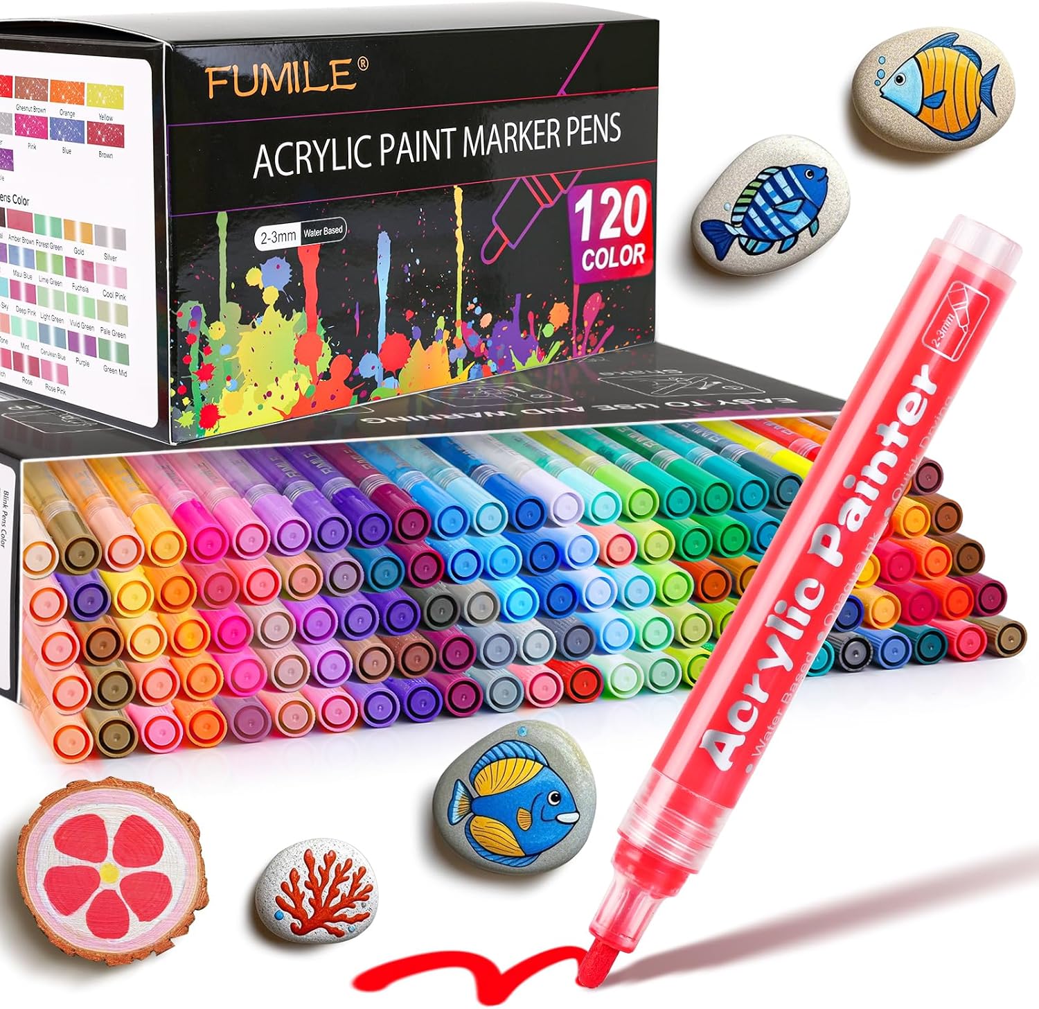 FUMILE 120 Color Acrylic Paint Marker Set for Creative Projects