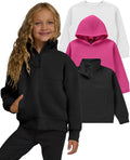 Girls Sweatshirt 3-Pack Hoodie Crewneck Quarter Zip - Versatile Fleece