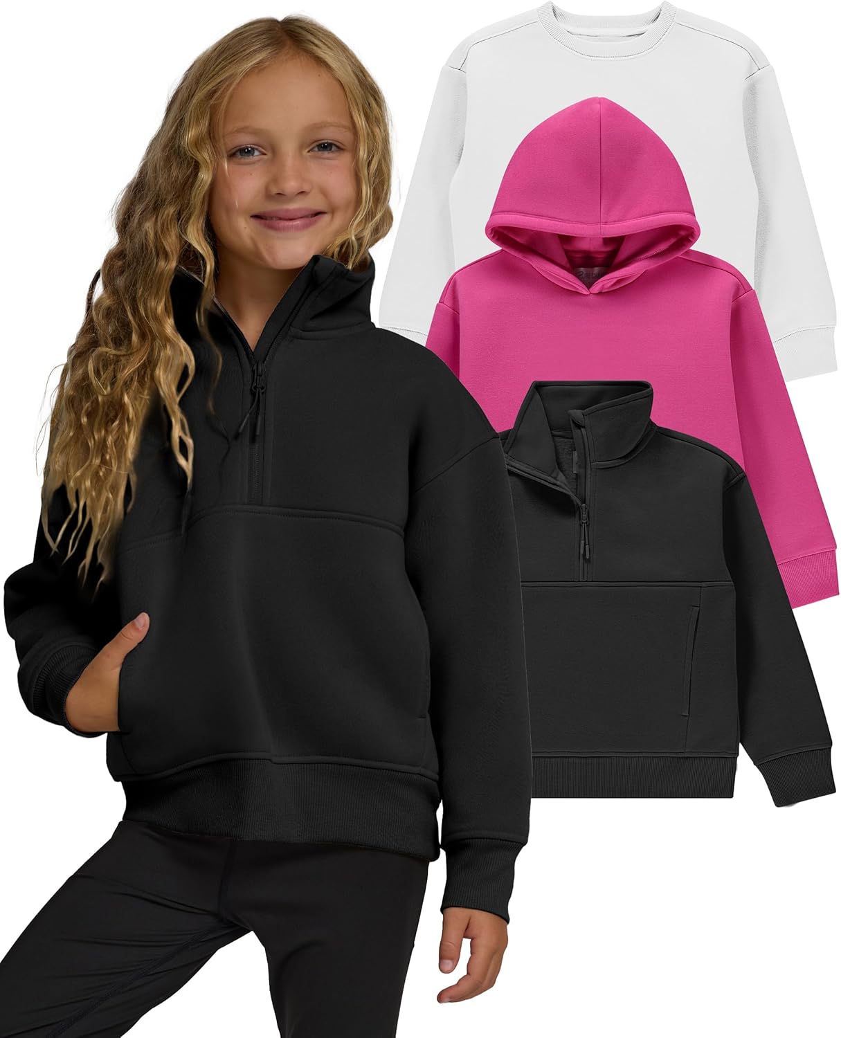 PURE CHAMP Girls Sweatshirt 3 Pack for Teen Girls Comfort