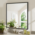 Black Framed Mirror for Bathroom 30x36 in - Beveled Matte Black Vanity
