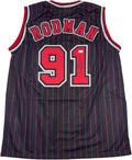 Autographed Dennis Rodman Chicago Pinstripe Basketball Jersey PSA/DNA