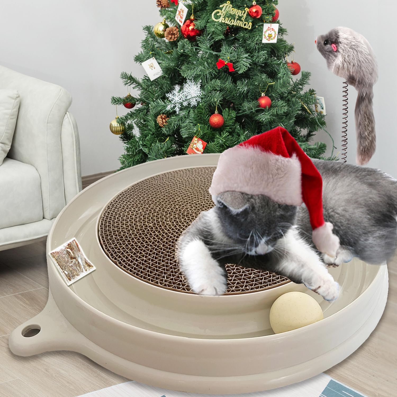 Interactive Cat Scratcher Toy with Ball