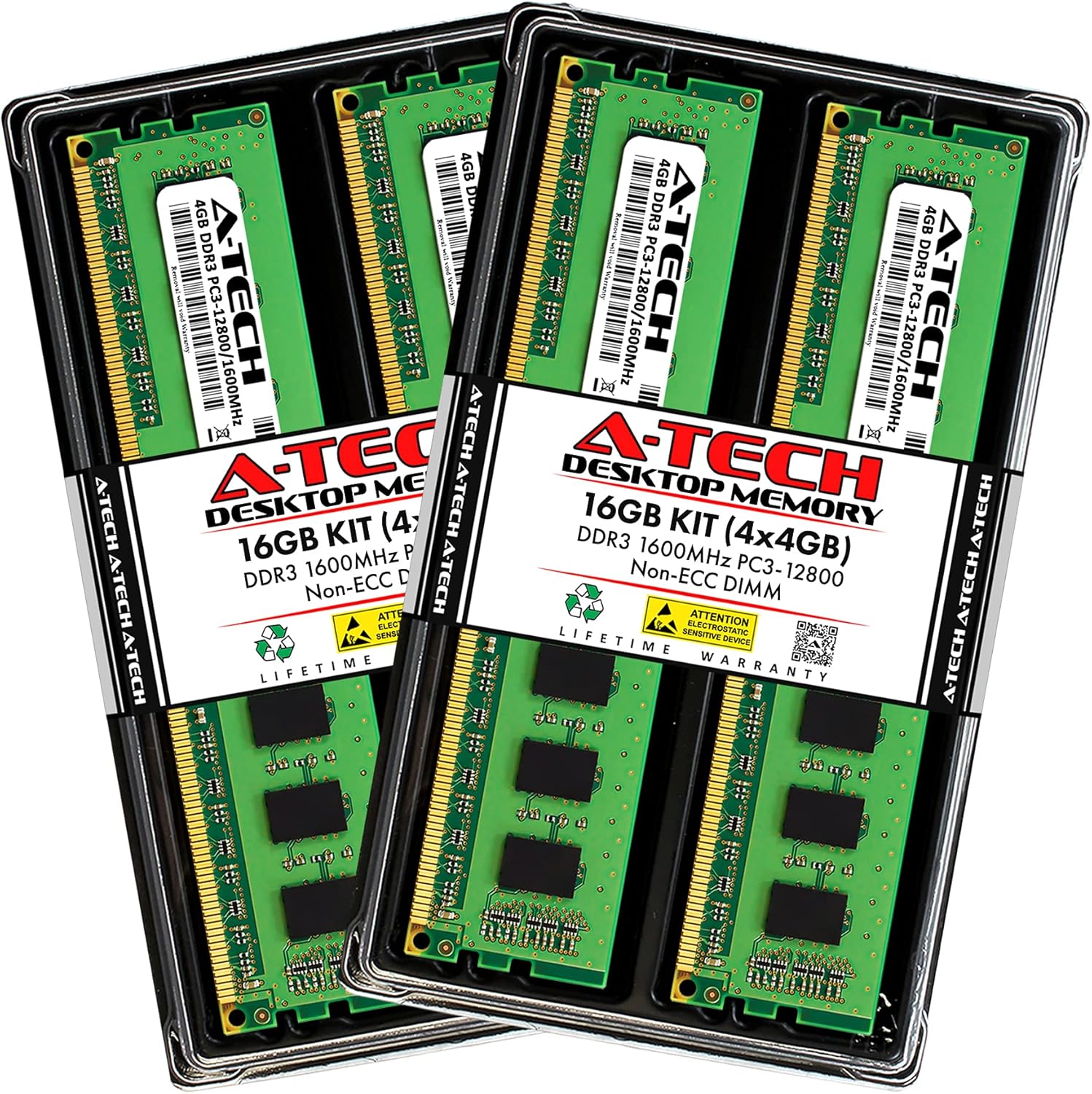 A-Tech 16GB DDR3 1600MHz PC3-12800 RAM for Desktop PCs