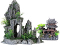 Extra Large Aquarium Decorations Kit - Ancient Temple Mountain View