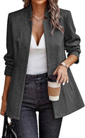 ELLEVEN Womens Open Front Herringbone Blazer - Professional Layering