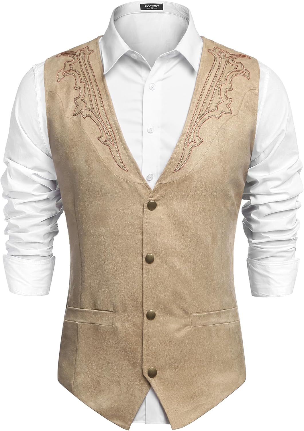 COOFANDY Men's Suede Leather Vest for Stylish Cowboy Look
