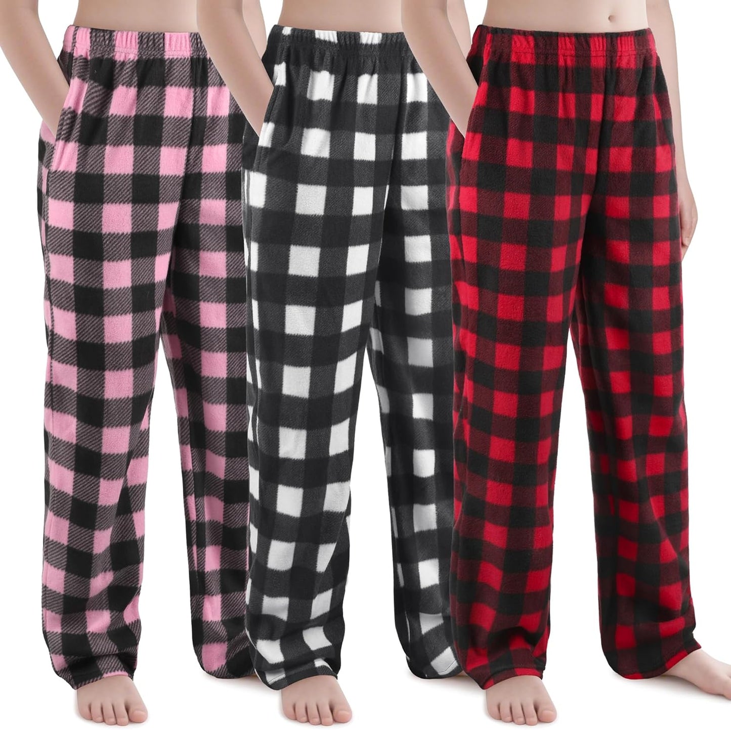 Cozy Girls Pajama Pants 3 Pack Micro Fleece Soft PJ Bottoms