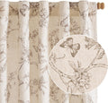 Lined Linen Farmhouse Taupe Floral Curtains 63 in Length - Light