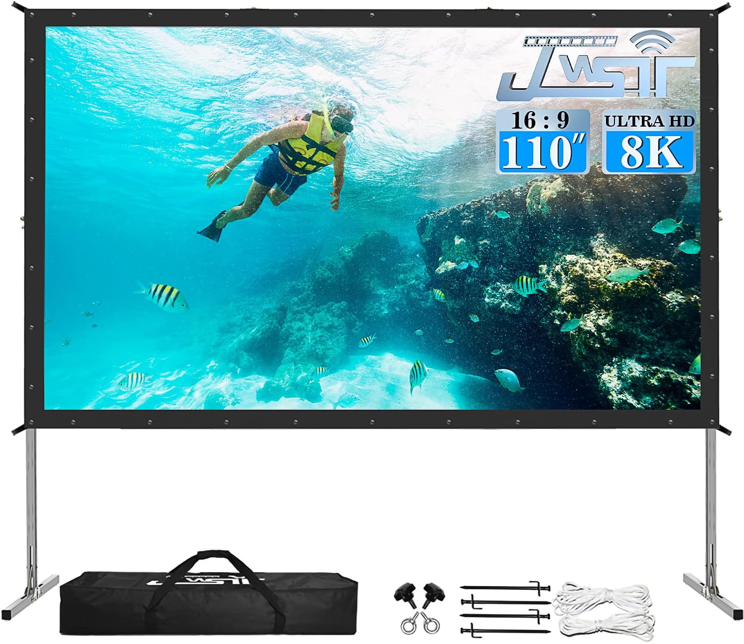 110 inch Outdoor Movie Screen with Stand for Easy Setup
