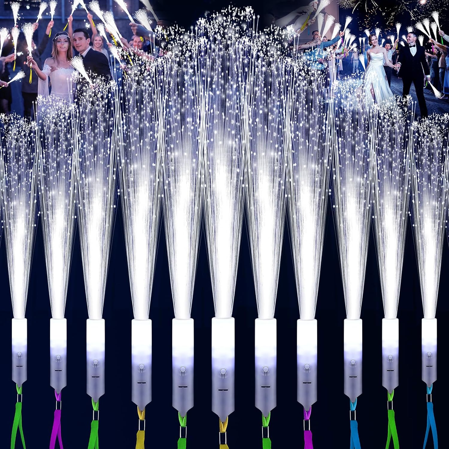 76 PCS White Fiber Optic Wands for Parties and Celebrations