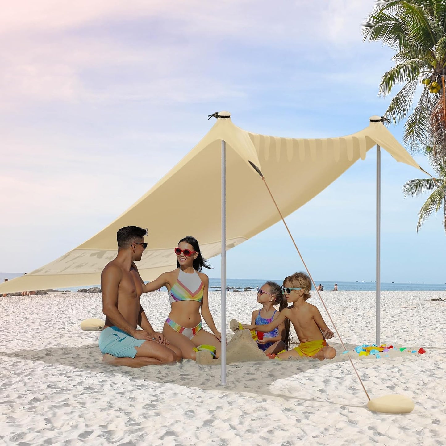 VILLEY UPF50+ Beach Tent: 5-Person Sun Shelter