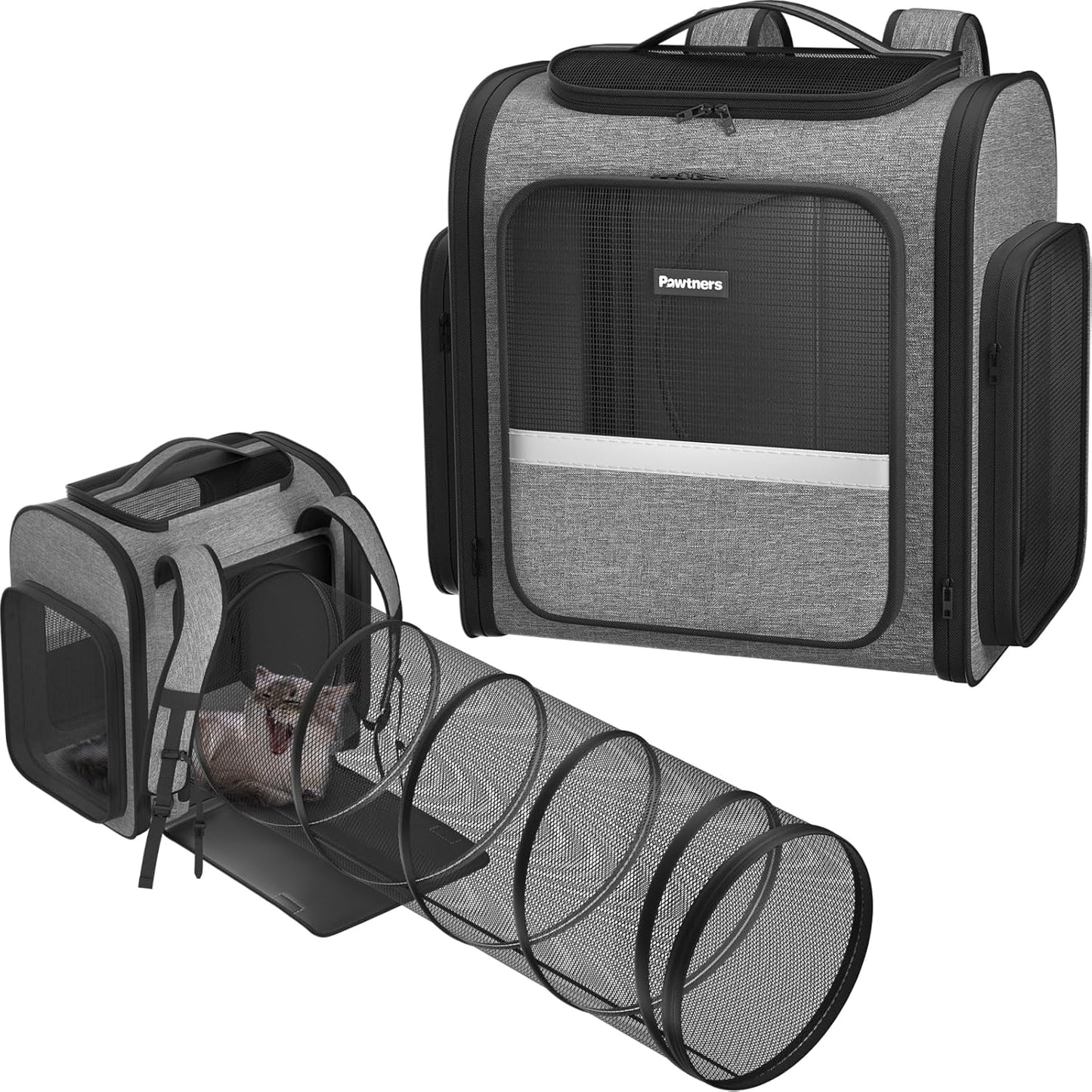 Pawtners Expandable Cat Carrier Backpack for Travel and Hiking