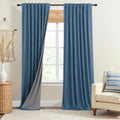 Denim Blue Linen Blackout Curtains 90 in - Modern Farmhouse