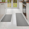 Kitchen Rugs and Mats Grey Set of 2 - 17x30 + 17x59 Non-Skid Washable