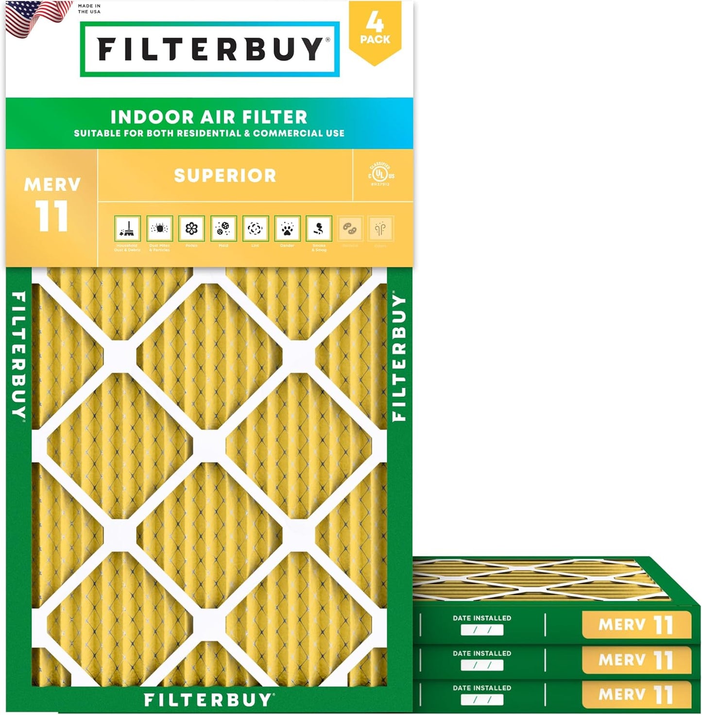 Filterbuy 14x36x1 Air Filter MERV 11 for Pet & Allergy Defense