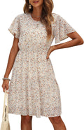Manydress Women's Chiffon Floral Dress - Flowy Knee-Length Summer
