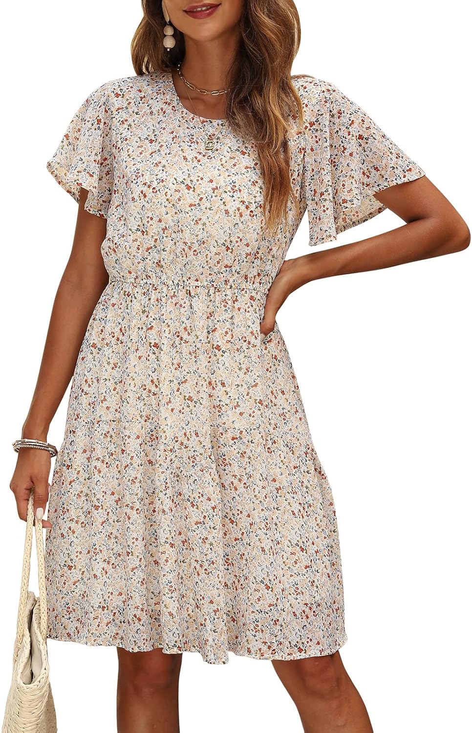 Manydress Women's Chiffon Floral Dresses for Summer Style