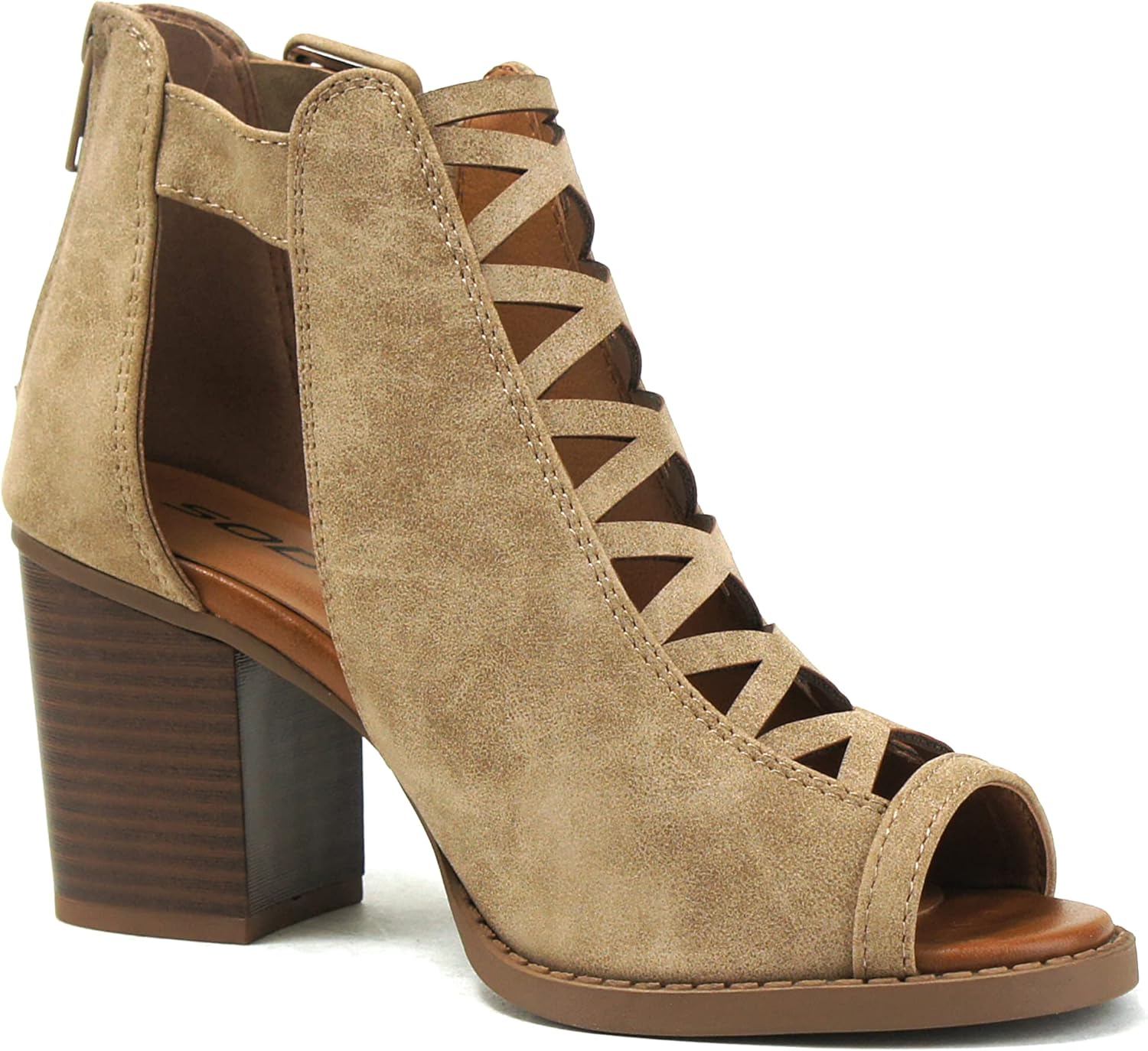 Soda Womens Fashion Aran Open Toe Heel Sandal for Stylish Comfort
