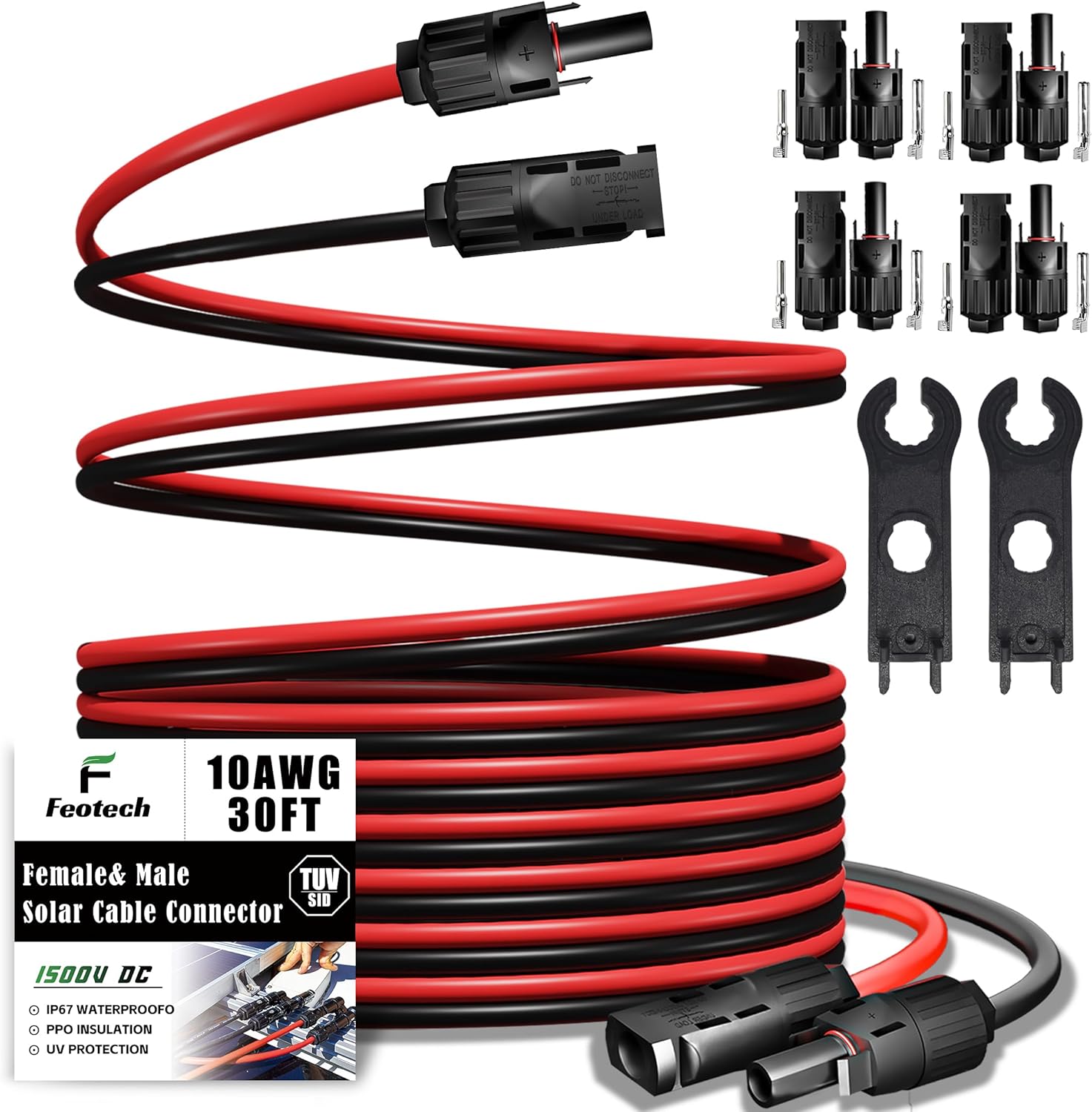Twin Wire 30FT Solar Extension Cable for Efficient Energy Transfer