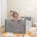 Toddler Bed Floor Bed Frame with Guard Rails - Soft Velvet Comfort