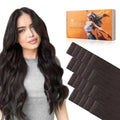 Invisible Tape In Hair Extensions Dark Brown 10 Injection Tape-ins 50g