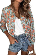Womens Lightweight Leopard Bomber Jacket - Zip Up Casual Outwear