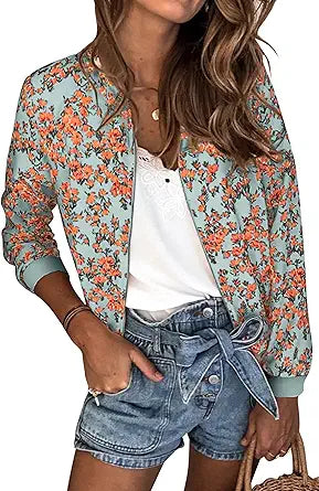 ECOWISH Womens Lightweight Zip Up Casual Bomber Jacket Review