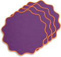 Pure Linen Persimmon Orange and Purple Placemats Set of 4 - 16 in