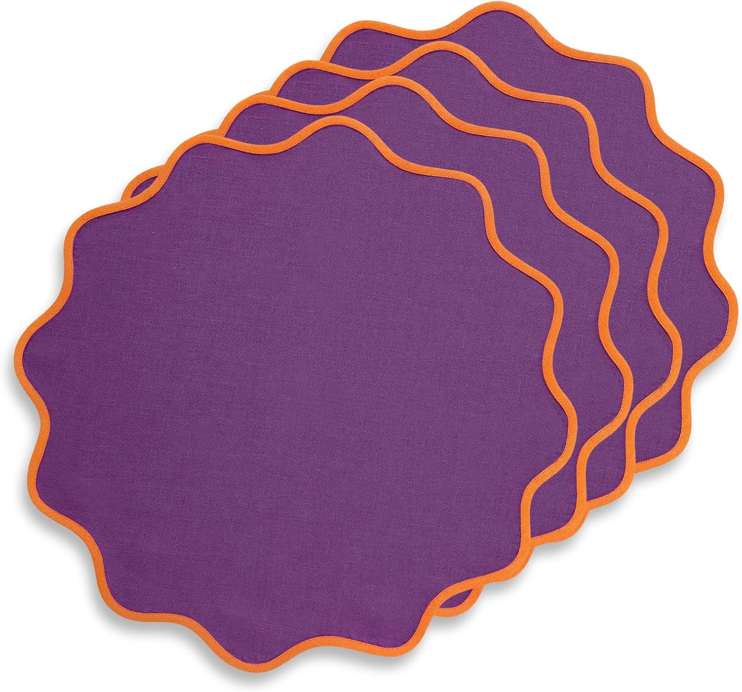 Solino Home Linen Placemats Set of 4 - 100% Pure Linen Round