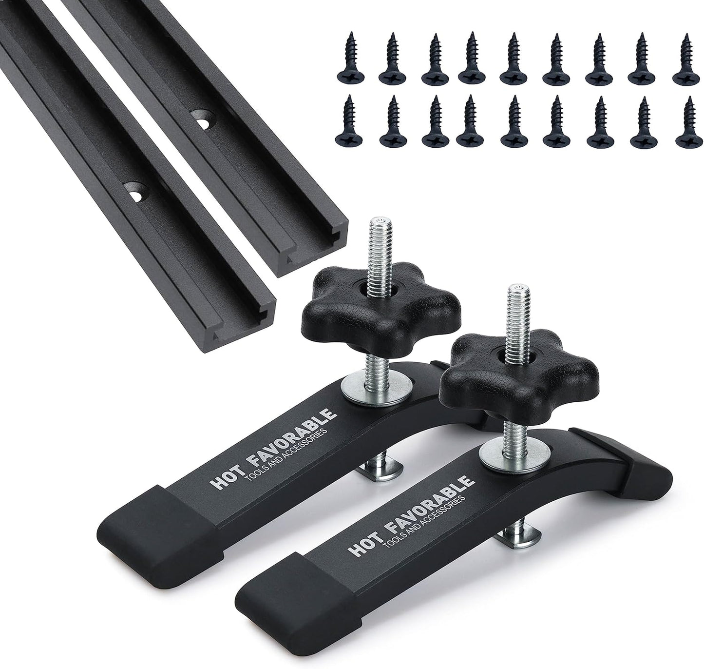 Aluminum 36in T-Track and Hold-Down Clamps for Woodworking