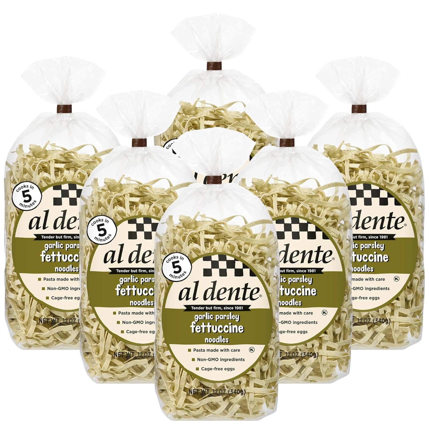 Al Dente Garlic Parsley Fettuccine - Gourmet All-Natural Pasta